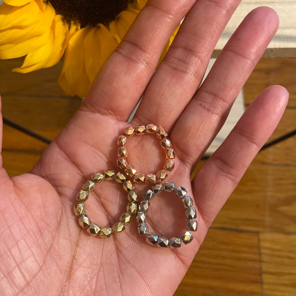 Handmade Rondelle Bead Beaded Ring Set - Picture 2 of 7